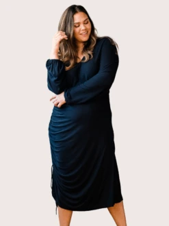 Addie Ruched Dress 13 Addie Ruched Dress -The Mist Sale Store AddieRuchedDress Black ABLE 11