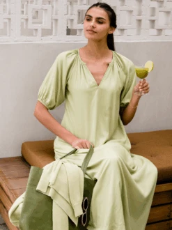 Amari Puff Sleeve Maxi Dress -The Mist Sale Store AmariMaxiDress Pear ABLE 8