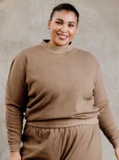 Brea Cozy Waffle Knit Sweatshirt 6 Brea Cozy Waffle Knit Sweatshirt -The Mist Sale Store BreaSweatshirt Driftwood Able 2