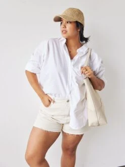 Cassie High Rise Denim Short -The Mist Sale Store Cassie High Rise Denim Short ecru able