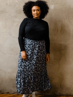 Catherine Maxi Flounce Skirt -The Mist Sale Store CatherineMaxiSkirt BlueFloral ABLE 2