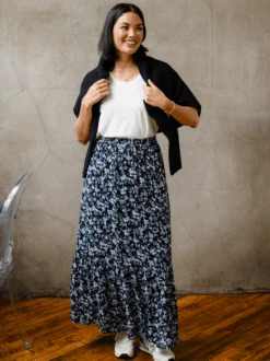 Catherine Maxi Flounce Skirt -The Mist Sale Store CatherineMaxiSkirt BlueFloral ABLE 4