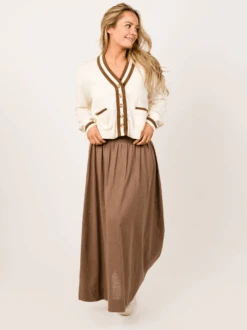 Dawn Varsity Cardigan -The Mist Sale Store DawnVarsityCardigan Almond Able 4