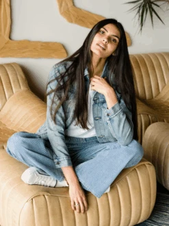 Elaine Wide Leg Jean -The Mist Sale Store ElaineJean RailroadStripe ABLE 11