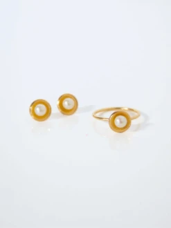 Emma Pearl Dish Studs -The Mist Sale Store EmmaPearlDishStuds Gold ABLE 3