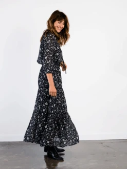 Erin Tiered Maxi Skirt 10 Erin Tiered Maxi Skirt -The Mist Sale Store ErinTieredSkirt BlackWhiteFloral ABLE 8