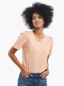 Renuka Puff Sleeve Tee -The Mist Sale Store F20 Renuka Puff Sleeve Tee Cafe Creme Front