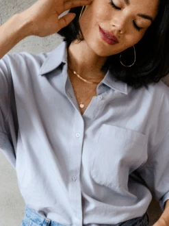 Harris Oversized Button Down Shirt: Zen Blue -The Mist Sale Store HarrisButtonDown ZenBlue ABLE 3