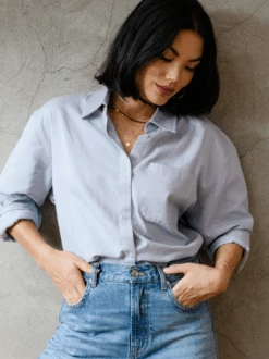 Harris Oversized Button Down Shirt: Zen Blue