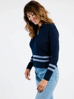 Jenna Polo Sweater -The Mist Sale Store JennaPoloSweater Midnight ABLE 8