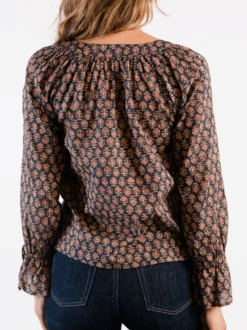 Kristen Button Down Blouse -The Mist Sale Store KristenBlouse DarkPrint ABLE 4