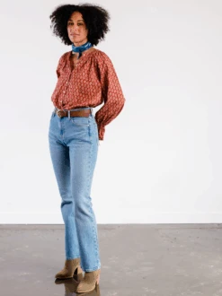 Kristen Button Down Blouse -The Mist Sale Store KristenBlouse ReddPrint ABLE