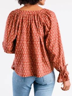 Kristen Button Down Blouse -The Mist Sale Store KristenBlouse ReddPrint ABLE 4