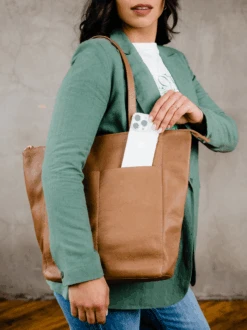 Lari Zip-Top Tote -The Mist Sale Store LariTote PebbledWhiskey Able 1