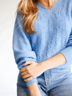Lindsey Cable Pullover Sweater 17 Lindsey Cable Pullover Sweater -The Mist Sale Store LindseyCablePulloverSweater BrightBlue Able 7