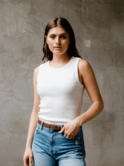 Lise Ribbed Tank -The Mist Sale Store LiseRibbedTank White ABLE 2