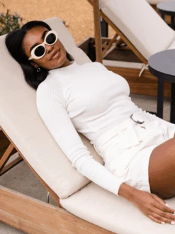 Madison Mock Neck Sweater -The Mist Sale Store MadisonSweater Almond ABLE 8