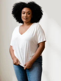 The Mist Sale Store -The Mist Sale Store MeghanDrapeyVNeckTee Almond ABLE 10 1