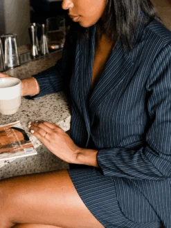 Michelle Blazer -The Mist Sale Store MichelleBlazer MidnightChalkStripe ABLE 1