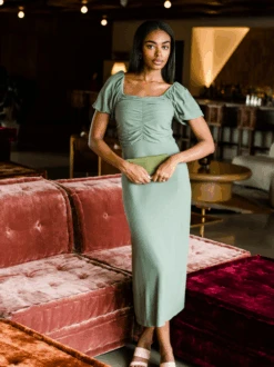 Millie Puff Sleeve Midi Dress 15 Millie Puff Sleeve Midi Dress -The Mist Sale Store MillieDress SageGreen ABLE 10