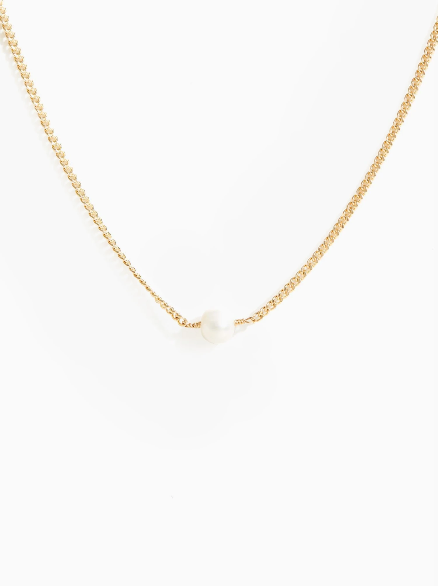 Pearl Curb Chain Necklace 1 Pearl Curb Chain Necklace