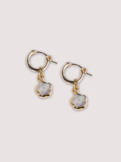 Pearl Flower Huggie Hoops