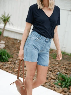 Quinn Ruched Top -The Mist Sale Store QuinnFittedRuchedTop Black ABLE