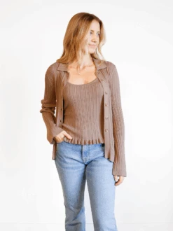 Serena Rib-Knit Cardigan -The Mist Sale Store SerenaCardigan Driftwood Able 11
