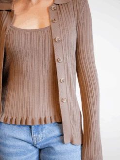 Serena Rib-Knit Cardigan -The Mist Sale Store SerenaCardigan Driftwood Able 6