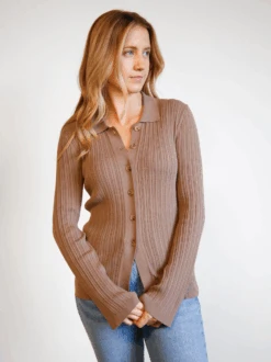 Serena Rib-Knit Cardigan -The Mist Sale Store SerenaCardigan Driftwood Able 9