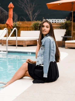 The Naibi Cropped Jacket -The Mist Sale Store TheNaibi DistressedIndigo ABLE