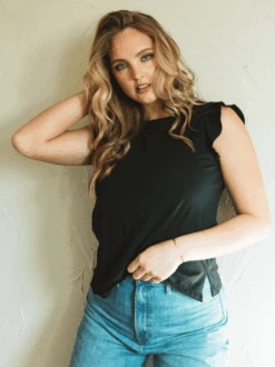 Toni Ruffle Tank 12 Toni Ruffle Tank -The Mist Sale Store ToniRuffleTank Black ABLE 2