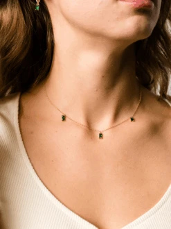 Triple Emerald Drop Necklace 6 Triple Emerald Drop Necklace -The Mist Sale Store TripleEmeraldNecklace Gold ABLE 2