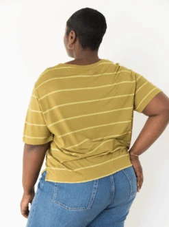 Zoe Drapey Boyfriend Tee 6 Zoe Drapey Boyfriend Tee -The Mist Sale Store ZoeDrapeyBoyfriendTee LimeFernStripe ABLE 2